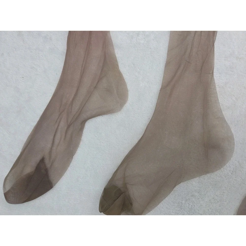 Vtg French Room Super Sheer Sandal Foot STANZA Garter Nylon Stockings Size 9 M